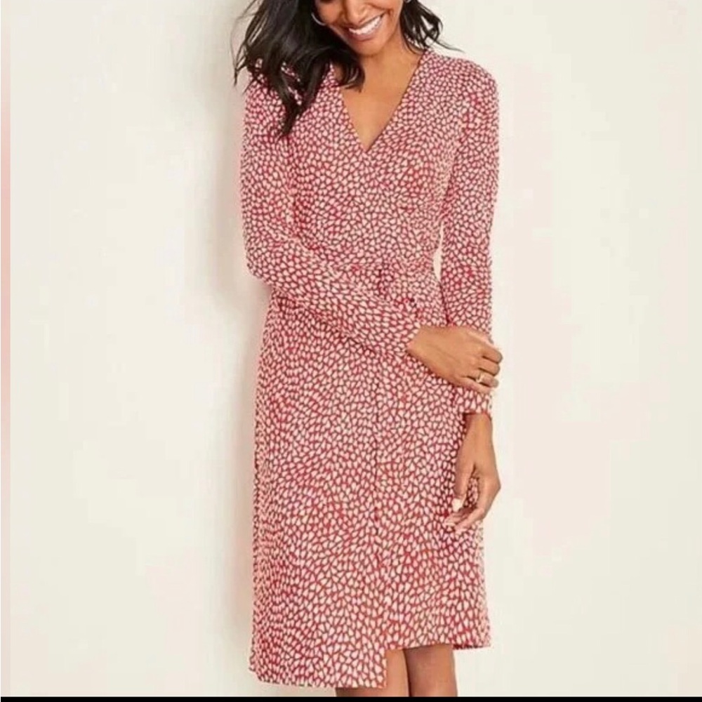 NWT Ann Taylor Heart Print Jersey Wrap Dress